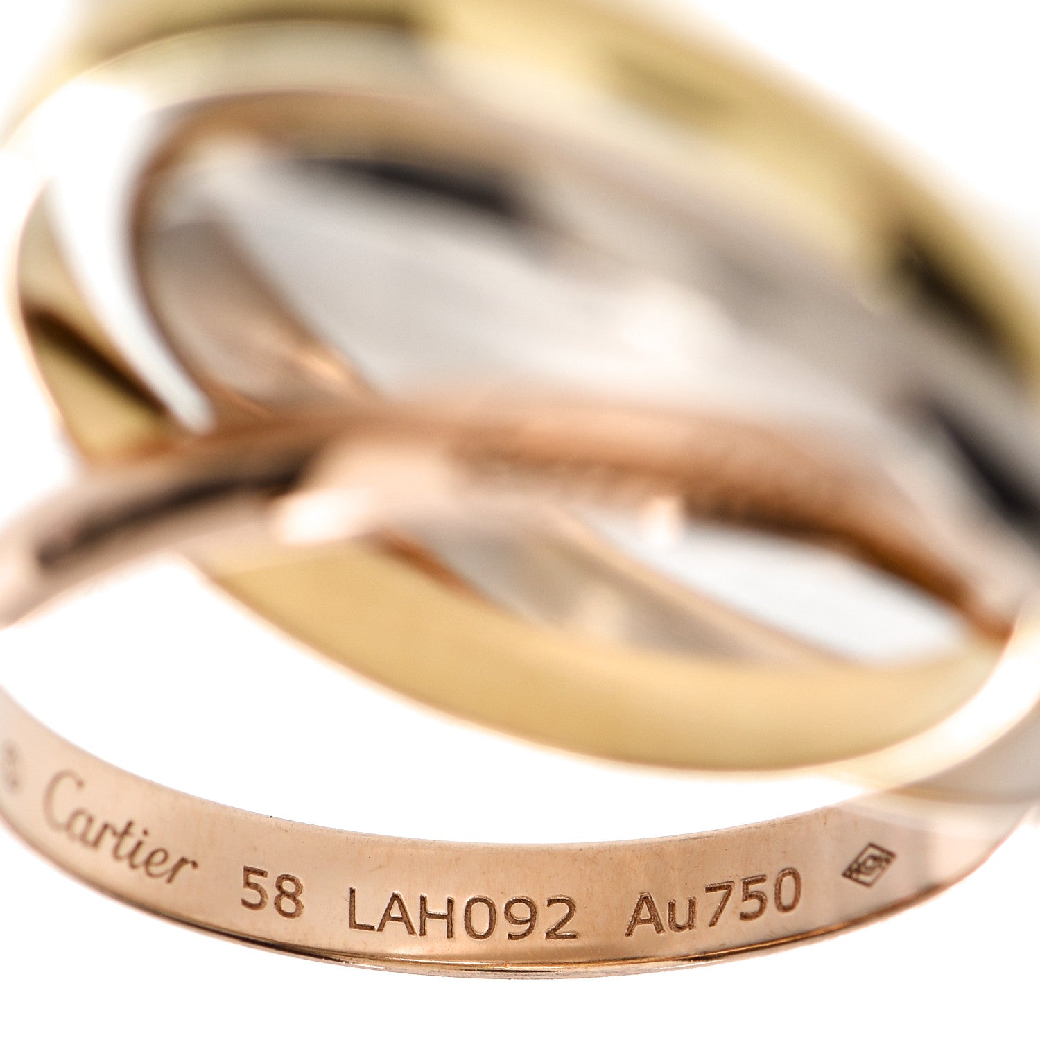 Cartier 18K Pink Yellow White Gold Small Trinity Ring 58 8.25 5 of 6