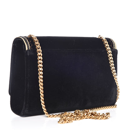 Saint Laurent Velvet Embroidered Small Monogram Kate Satchel Black 3 of 8