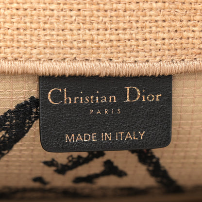 Christian Dior Canvas Jute Embroidered Medium Book Tote Black Beige 6 of 14