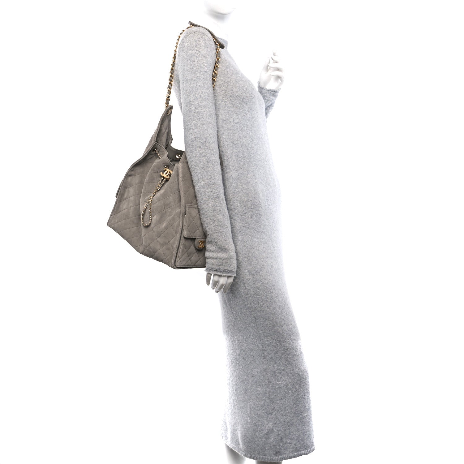 Chanel Suede Quilted Medium Chanel 25 Handbag Dark Grey 2 of 10