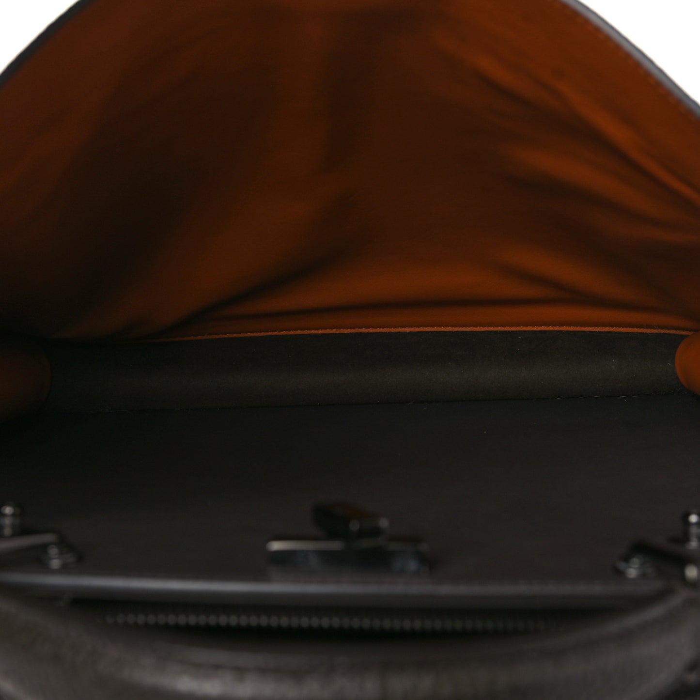 Cuoio Romano Vitello Cover Glazed Fabric Bi-Color FF 1974 Medium Peekaboo I SEE U Satchel Dark Brown