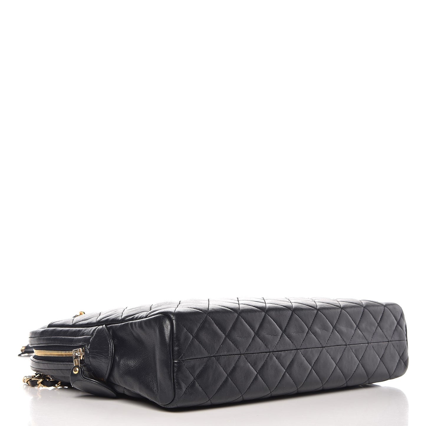 Lambskin Quilted Large Camera Case Navy Blue