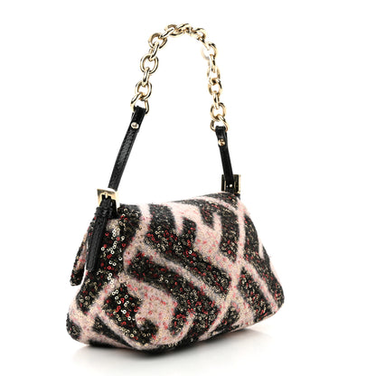 Fendi Wool Sequin Macro FF Diagonal Mini Mama Baguette 3 of 10