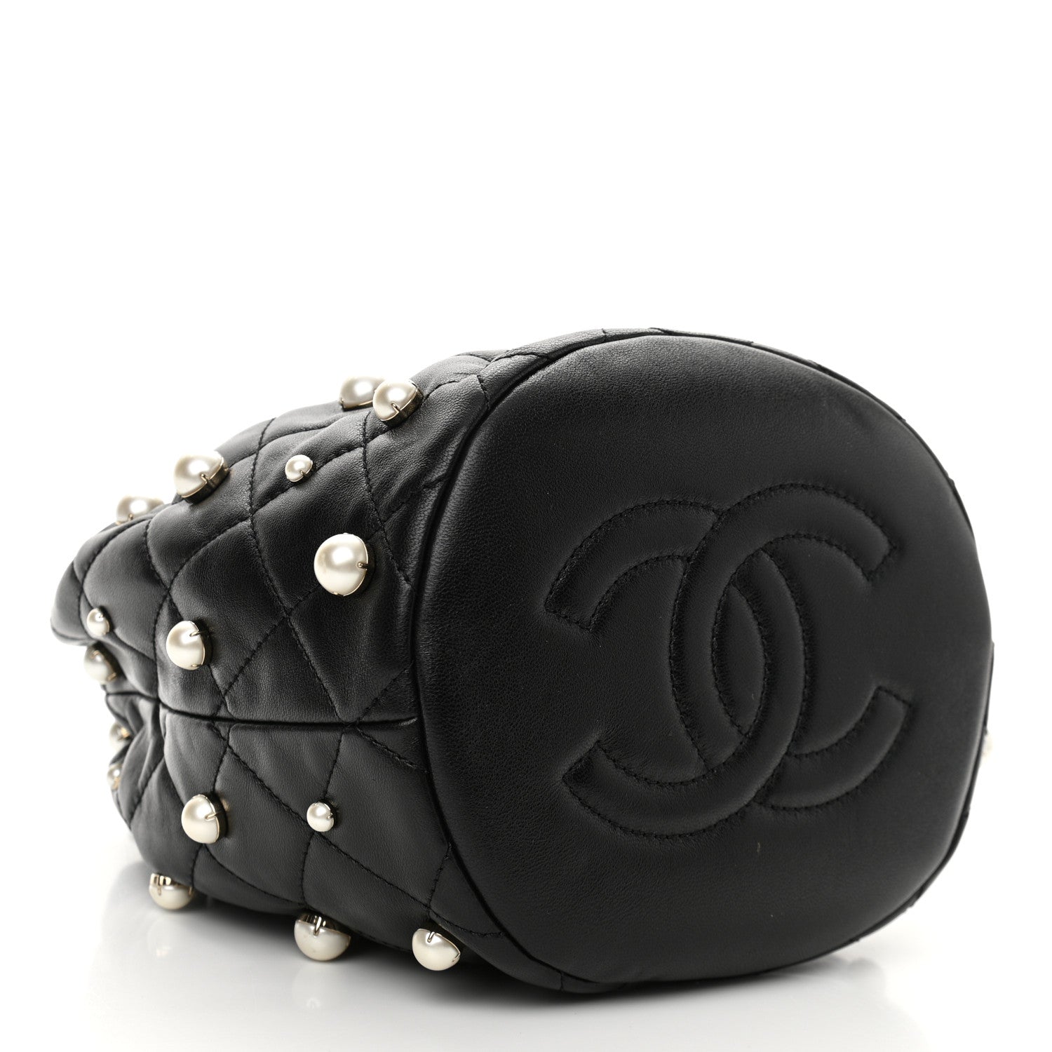 Chanel Lambskin Quilted Pearl About Pearls Drawstring Bag Black 4 of 11