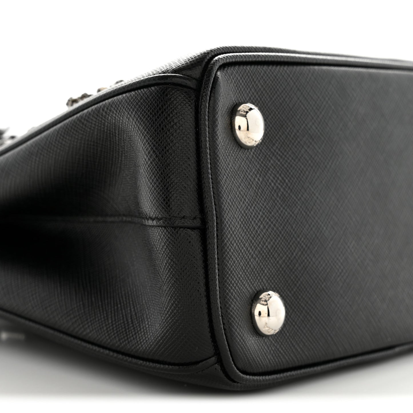 Saffiano Lux Crystal Mini Galleria Double Zip Tote Black