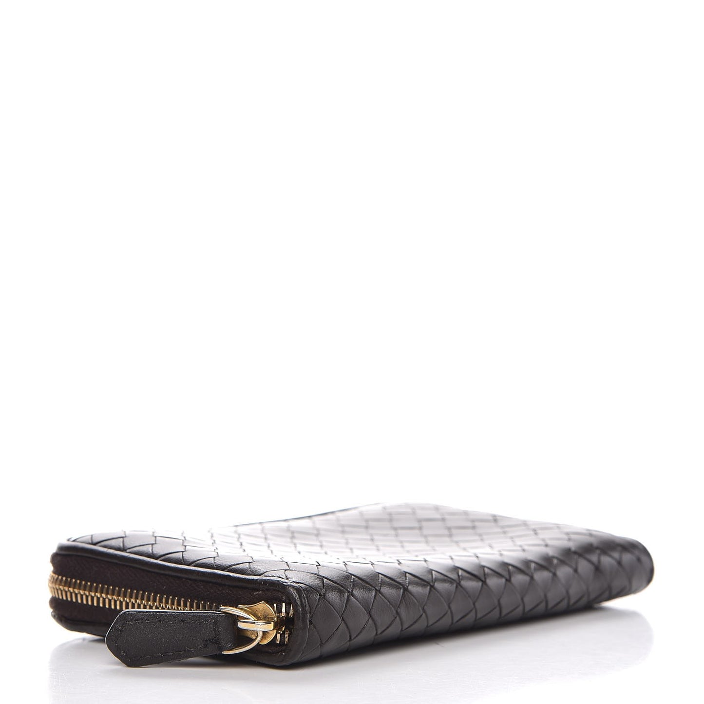 Nappa Intrecciato Zip Around Wallet Ebano