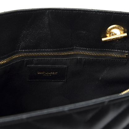 Saint Laurent Grain De Poudre Matelasse Chevron Monogram Shopping Bag Black 9 of 10