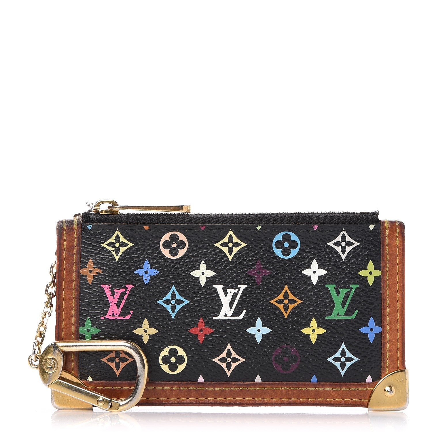 Louis Vuitton Monogram Multicolor Key Pouch Black 1 of 9