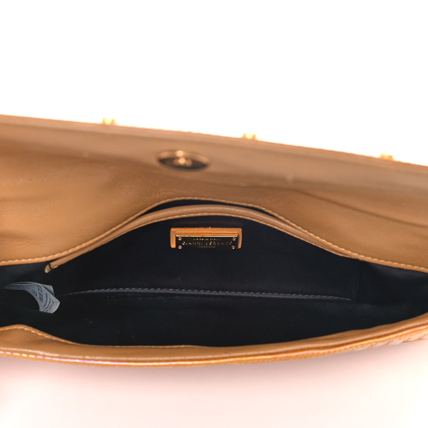 Iridescent Lambskin Couture Chain Clutch Gold