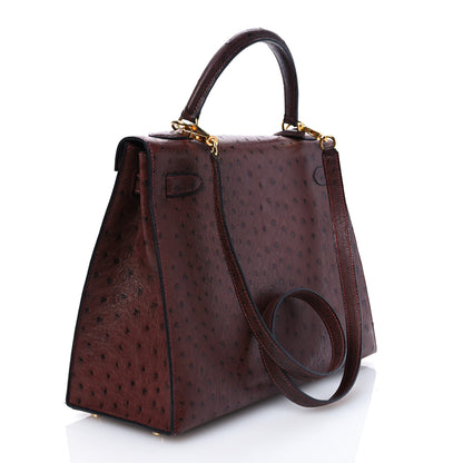 Hermes Ostrich Kelly Sellier 32 Marrone Fonce 4 of 15