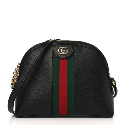 Gucci Calfskin GG Web Small Ophidia Dome Shoulder Bag Black 1 of 9