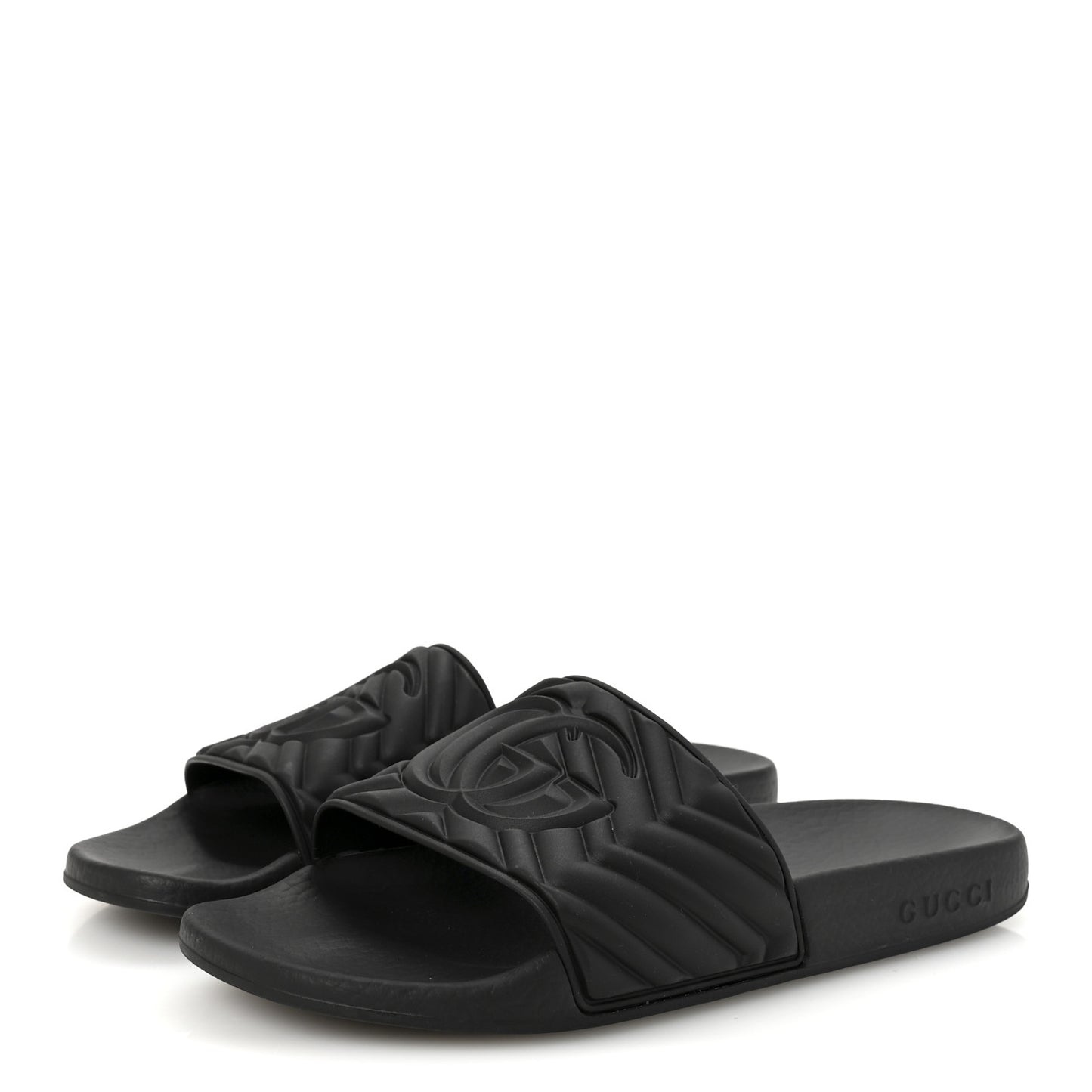 Rubber Matelasse Womens Slide Sandals 39 Black