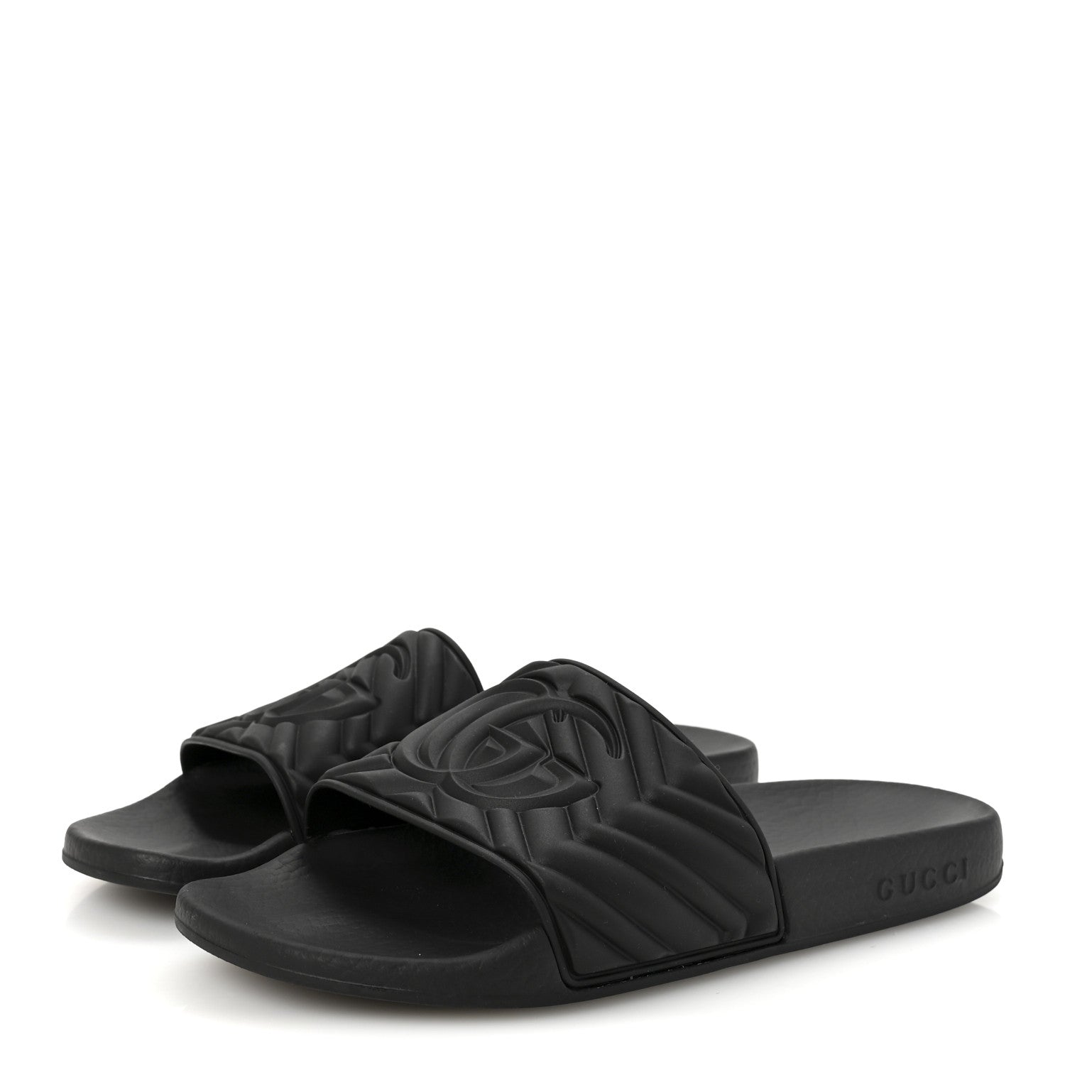 Gucci Rubber Matelasse Womens Slide Sandals 39 Black 4 of 7