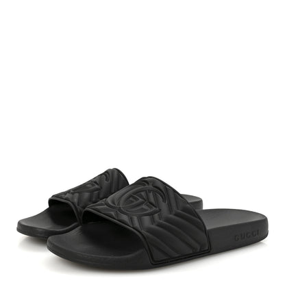 Gucci Rubber Matelasse Womens Slide Sandals 39 Black 4 of 7