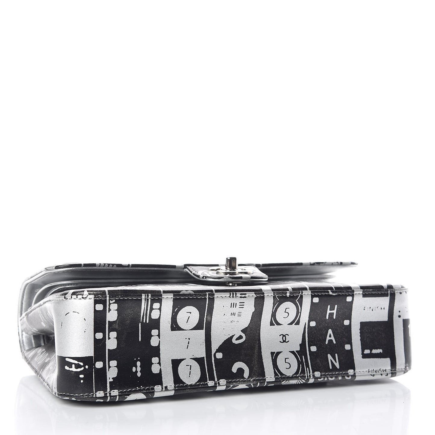 Lambskin Hand Painted Medium Double Flap Black Silver