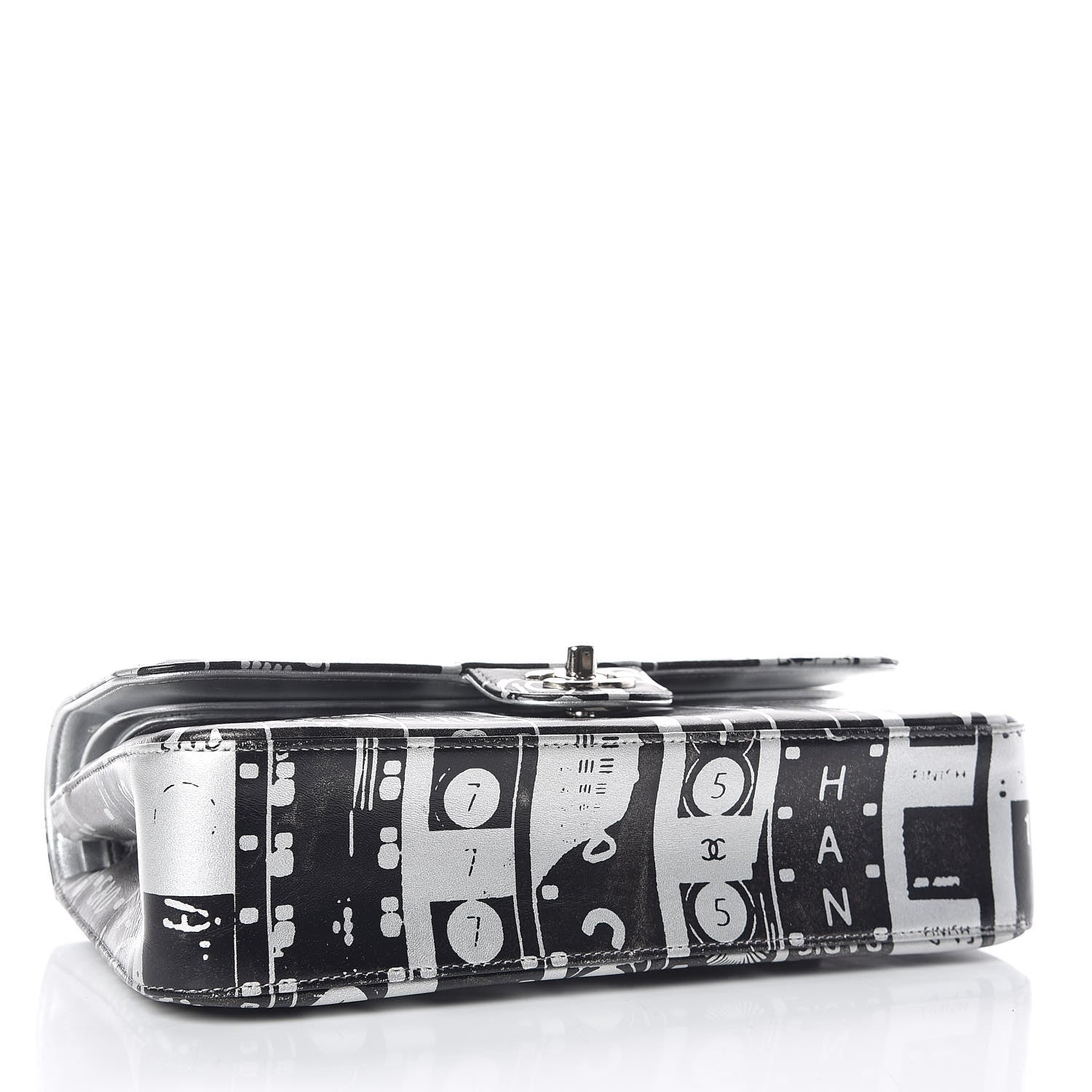 Chanel Lambskin Hand Painted Medium Double Flap Black Silver 4 of 11