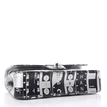 Chanel Lambskin Hand Painted Medium Double Flap Black Silver 4 of 11