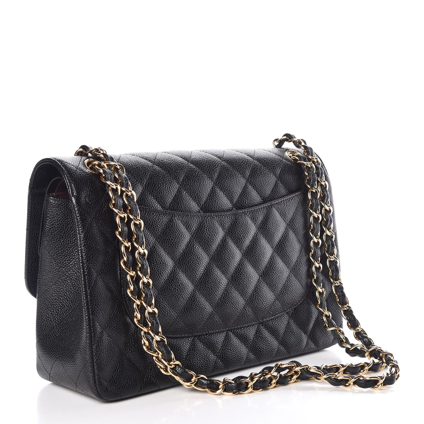 Caviar Quilted Jumbo Double Flap Black