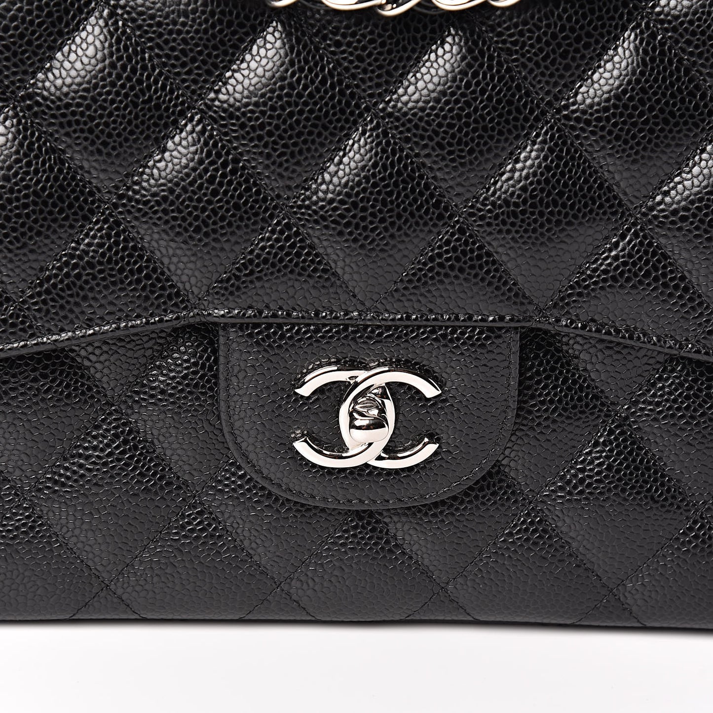 Caviar Quilted Jumbo Double Flap Black
