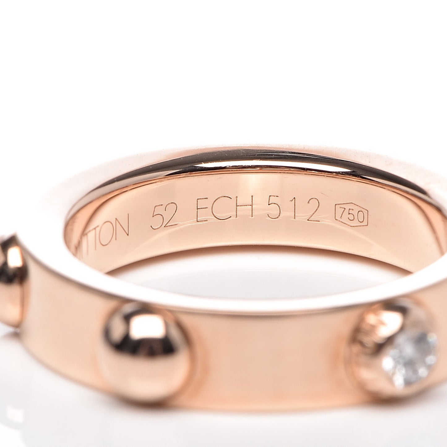 18K Pink Gold Diamond Bague Clous Ring 52 6.25