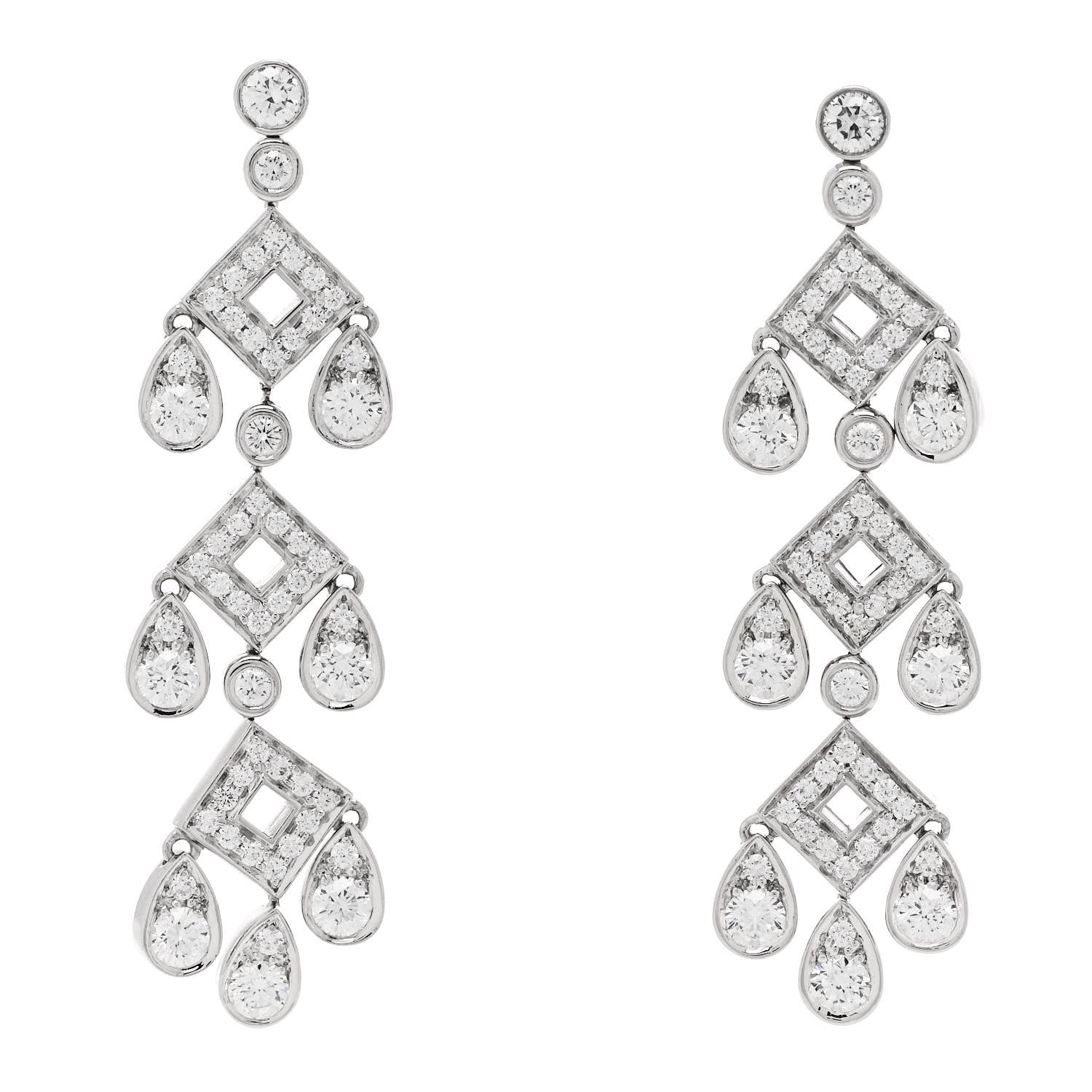 Tiffany Platinum Diamond Legacy Jazz Pagoda Drop Earrings 1 of 4