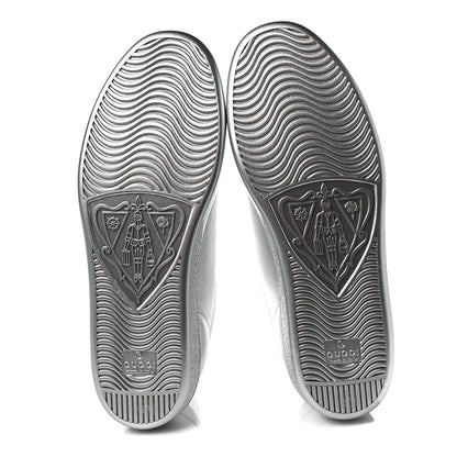 Gucci Metallic Nappa Interlocking G Perforated Womens Ace Sneakers 37.5 Silver 6 of 8