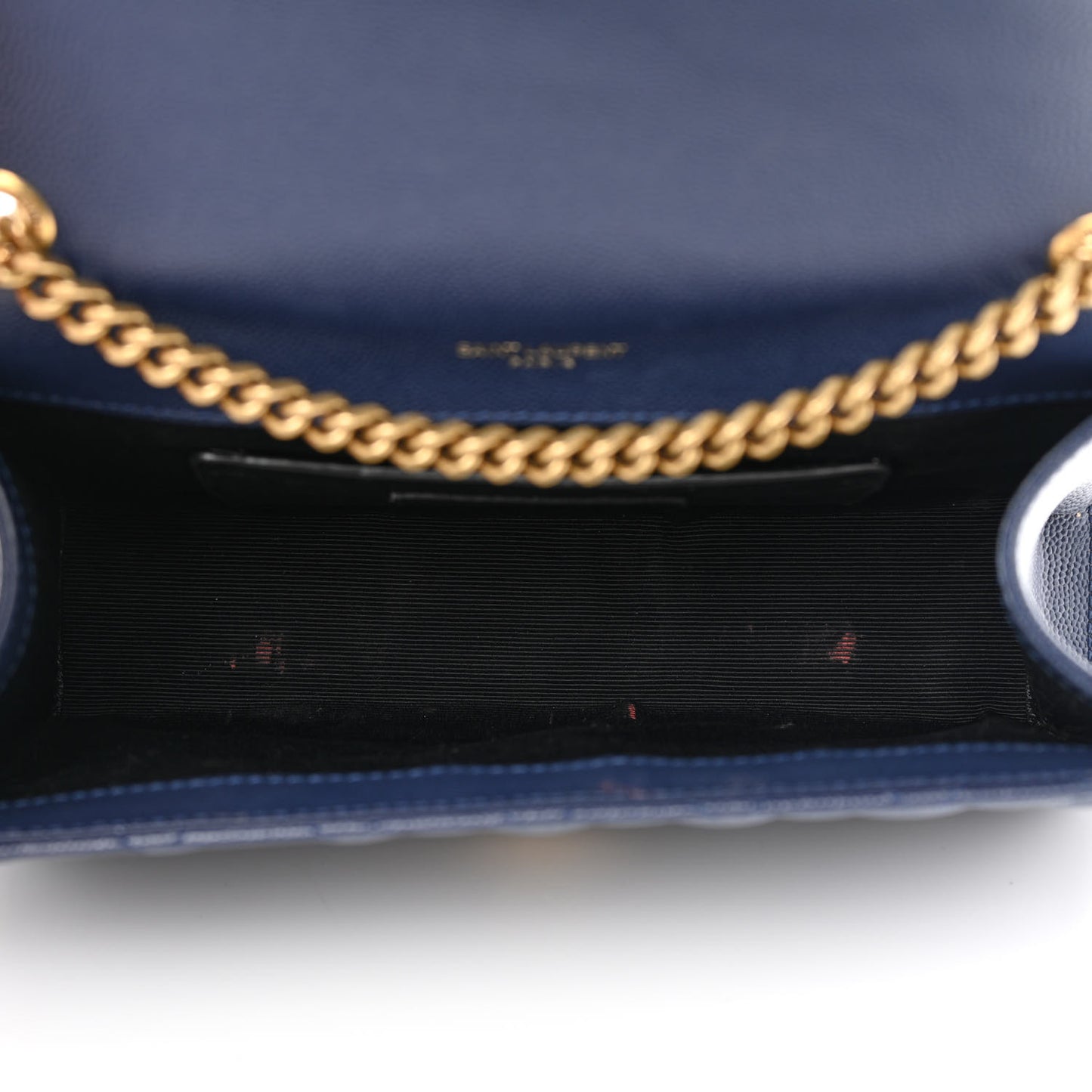 Grain De Poudre Textured Mixed Matelasse Triquilt Small Monogram Satchel Blue