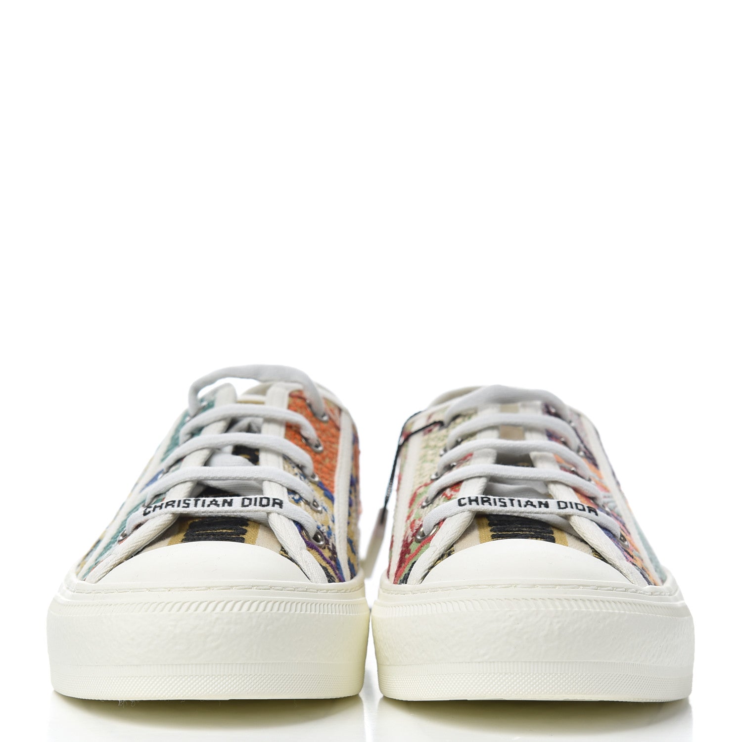 Christian Dior Canvas Embroidered Womens Walk'N'Dior Low Top Sneakers 37.5 Multicolor 2 of 8