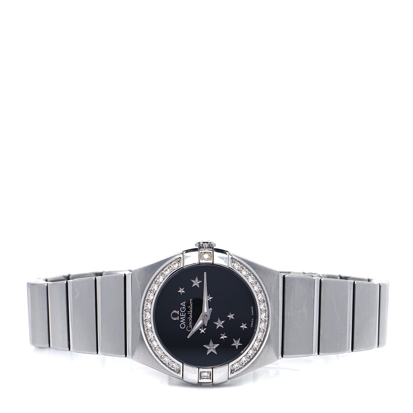 Stainless Steel Diamond Bezel 24mm Constellation Quartz Watch Black 123.15.24.60.01.001