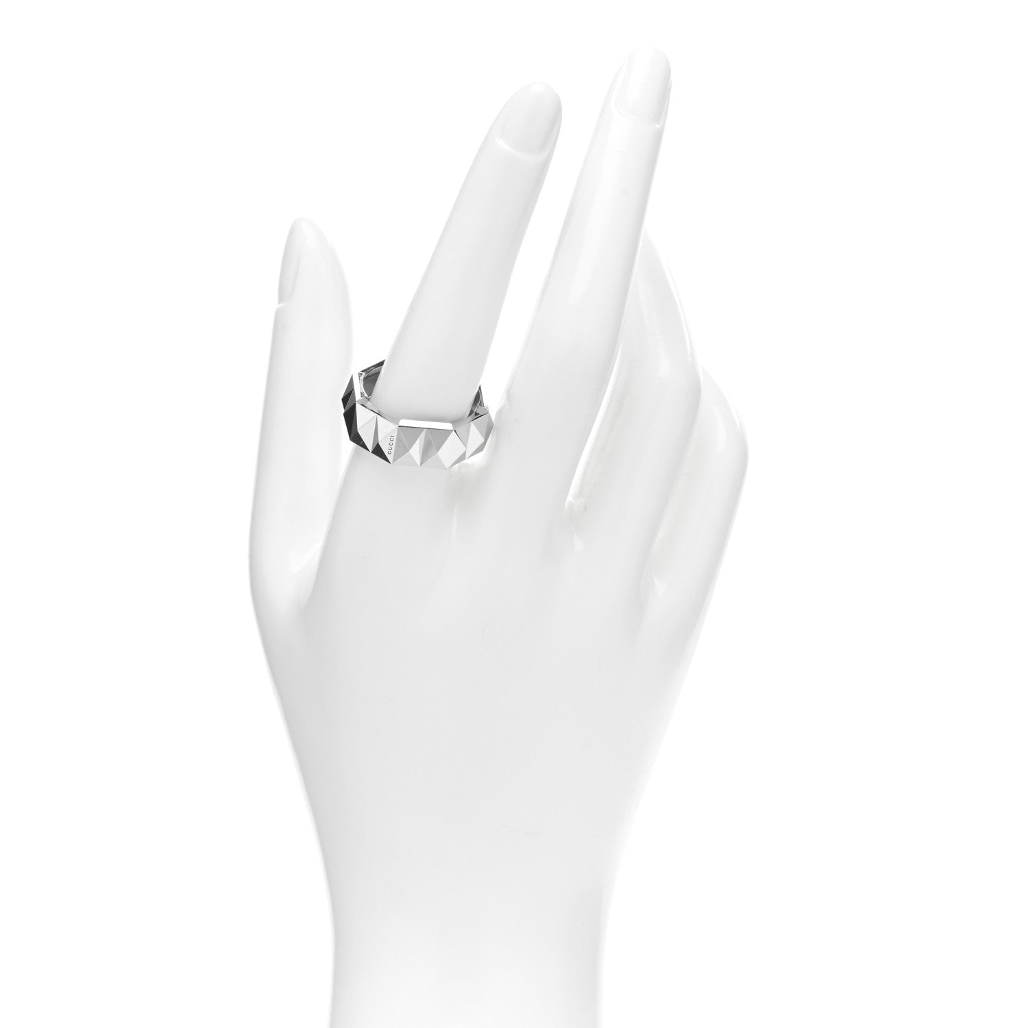 Gucci 18K White Gold 9mm Link To Love Stud Ring 62 10 2 of 5