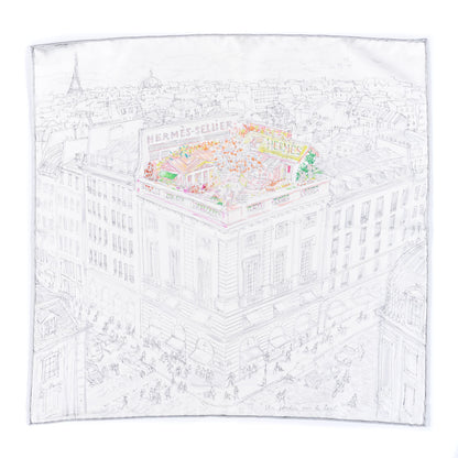 Hermes Silk Un Jardin sur le Toit Scarf 70 White Gris Multicolor 1 of 3