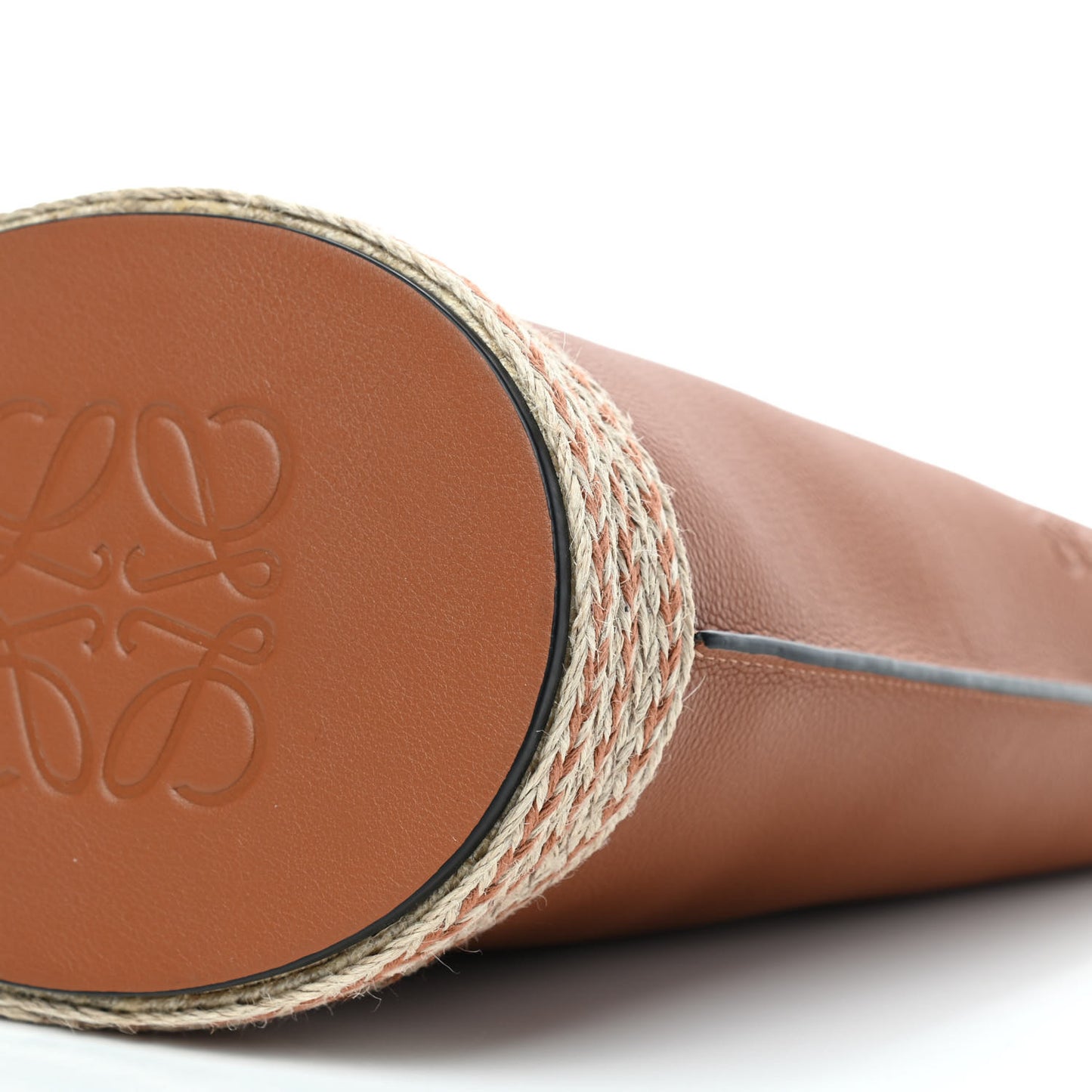 Calfskin Raffia Gate Bucket Bag Tan