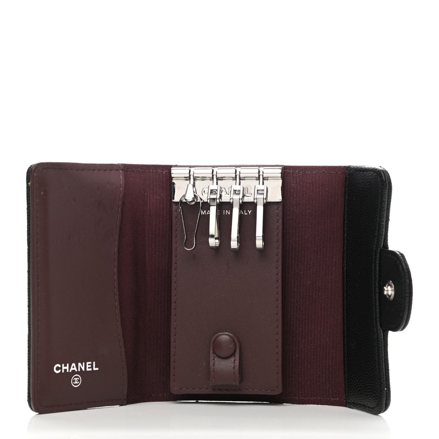 Caviar Quilted Classic 4 Key Holder Wallet Black