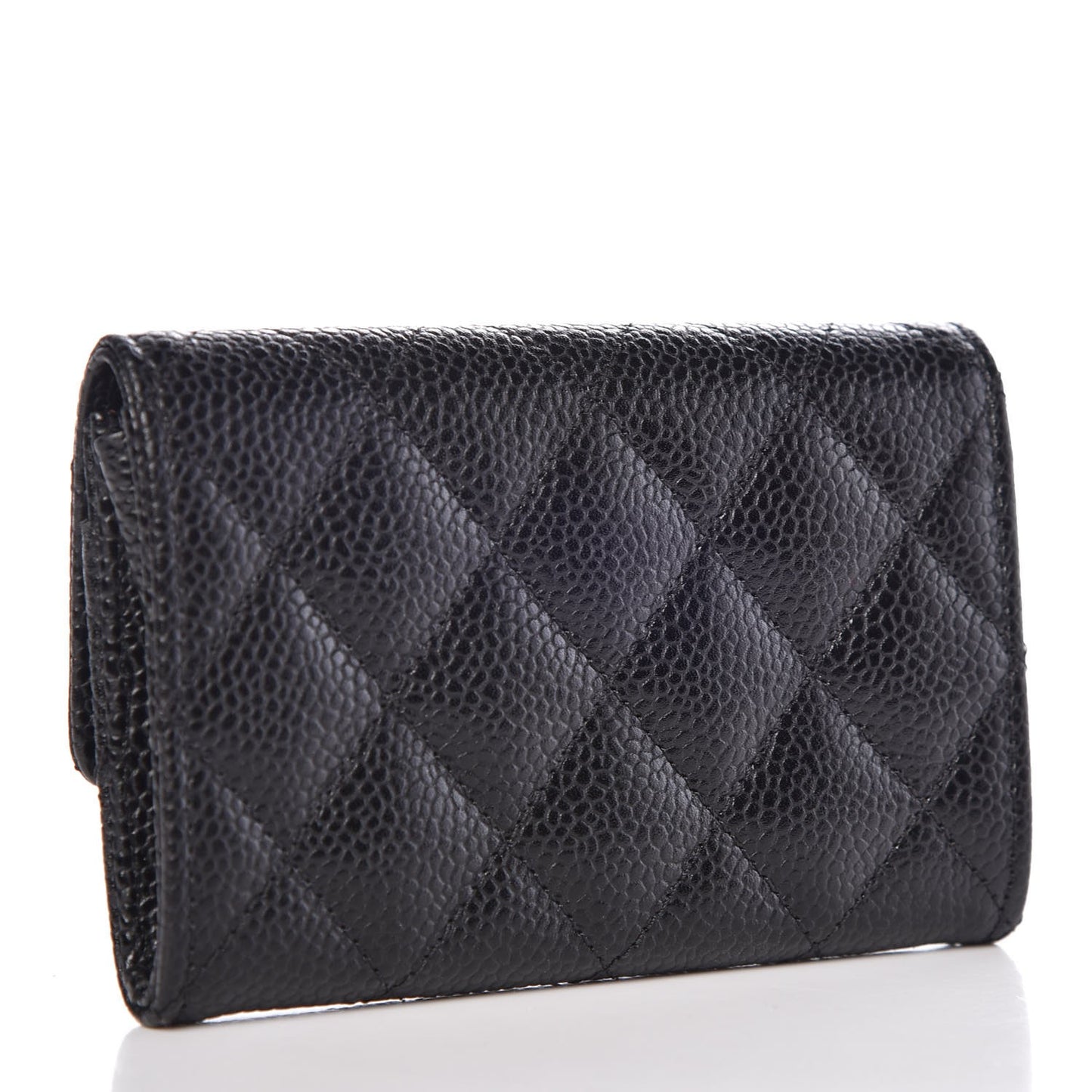 Caviar Quilted Flap Card Holder Black
