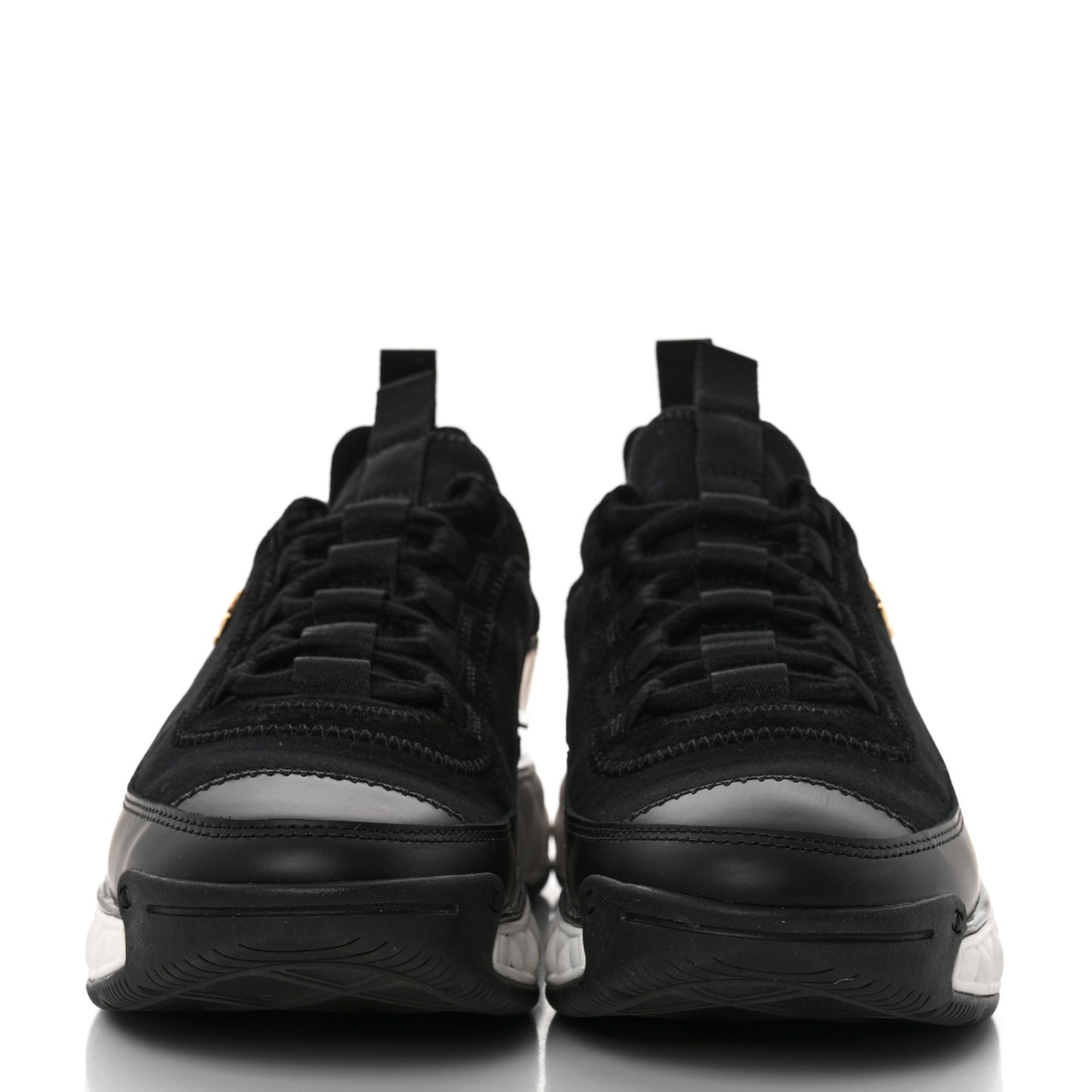Velvet Calfskin Mixed Fibers CC Sneakers 37.5 Black