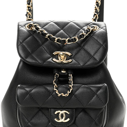 Chanel Lambskin Quilted Small Duma Drawstring Backpack Black 8 of 10