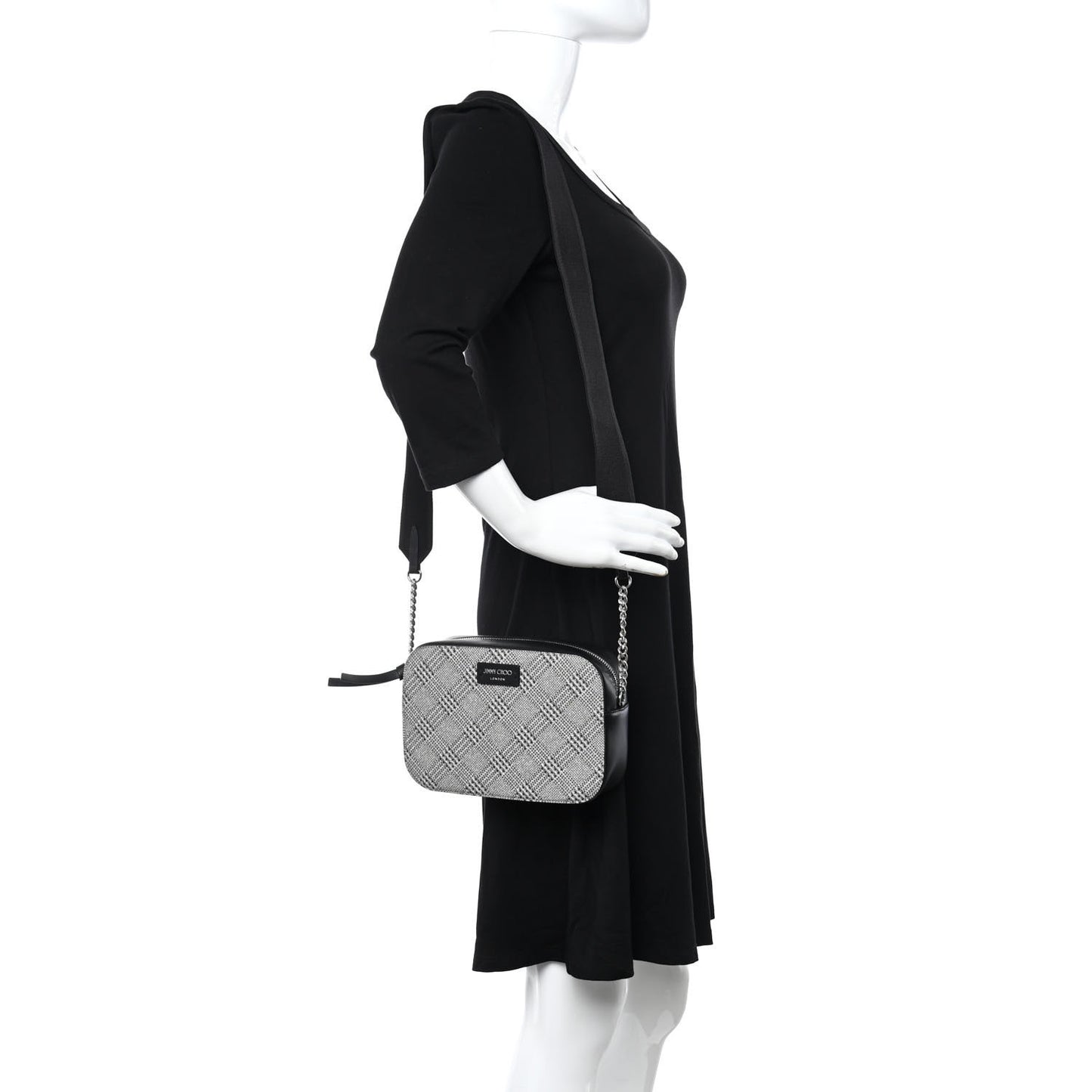 Metallic Fabric Plaid Prince Of Stars Crossbody Bag Silver Black