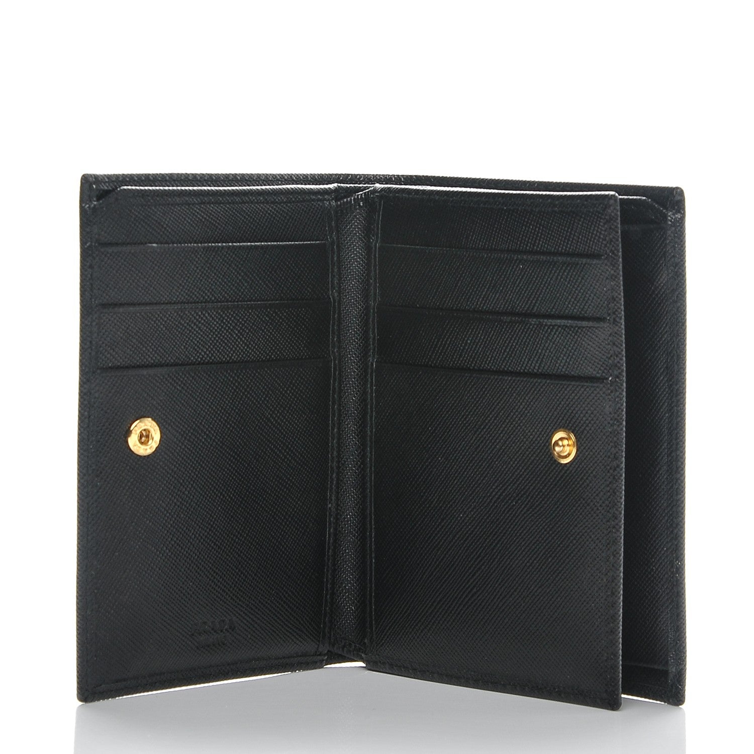 Prada Saffiano Compact Snap Bi-Fold Wallet Black 5 of 6