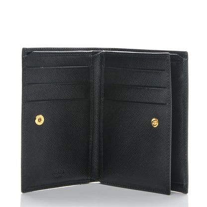 Prada Saffiano Compact Snap Bi-Fold Wallet Black 5 of 6