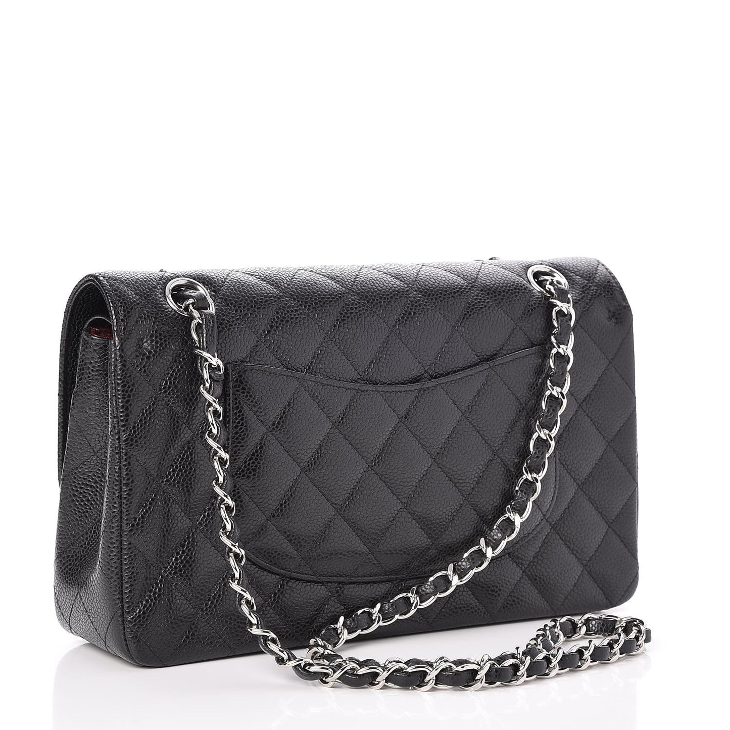 Caviar Quilted Medium Double Flap Black