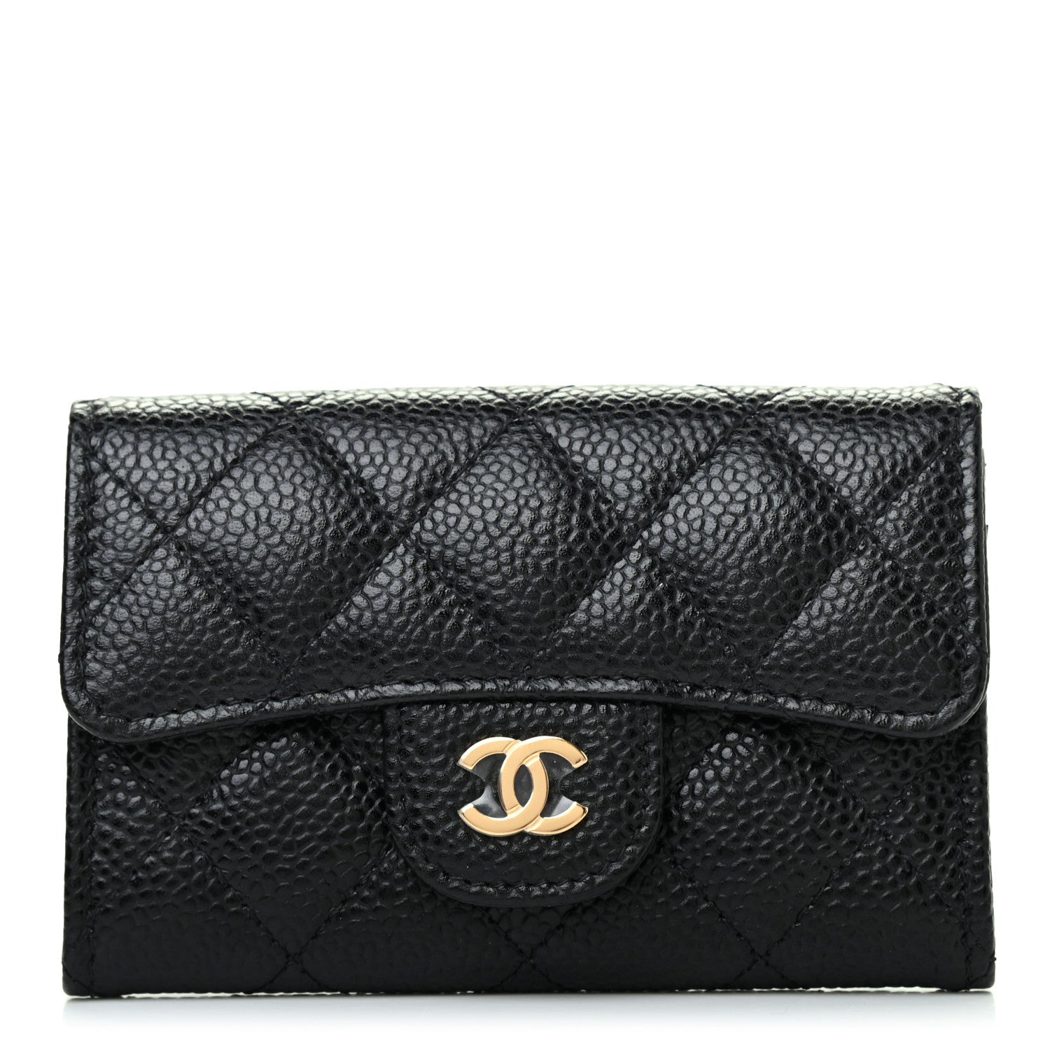 Chanel Caviar Quilted Flap Card Holder Wallet Black 1 of 8