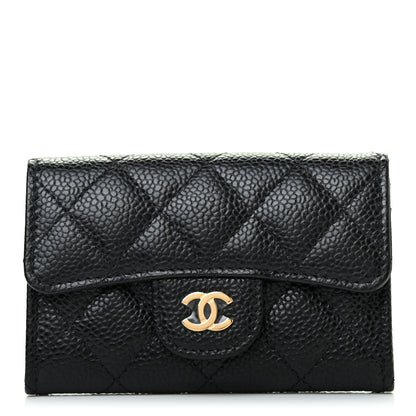 Chanel Caviar Quilted Flap Card Holder Wallet Black 1 of 8