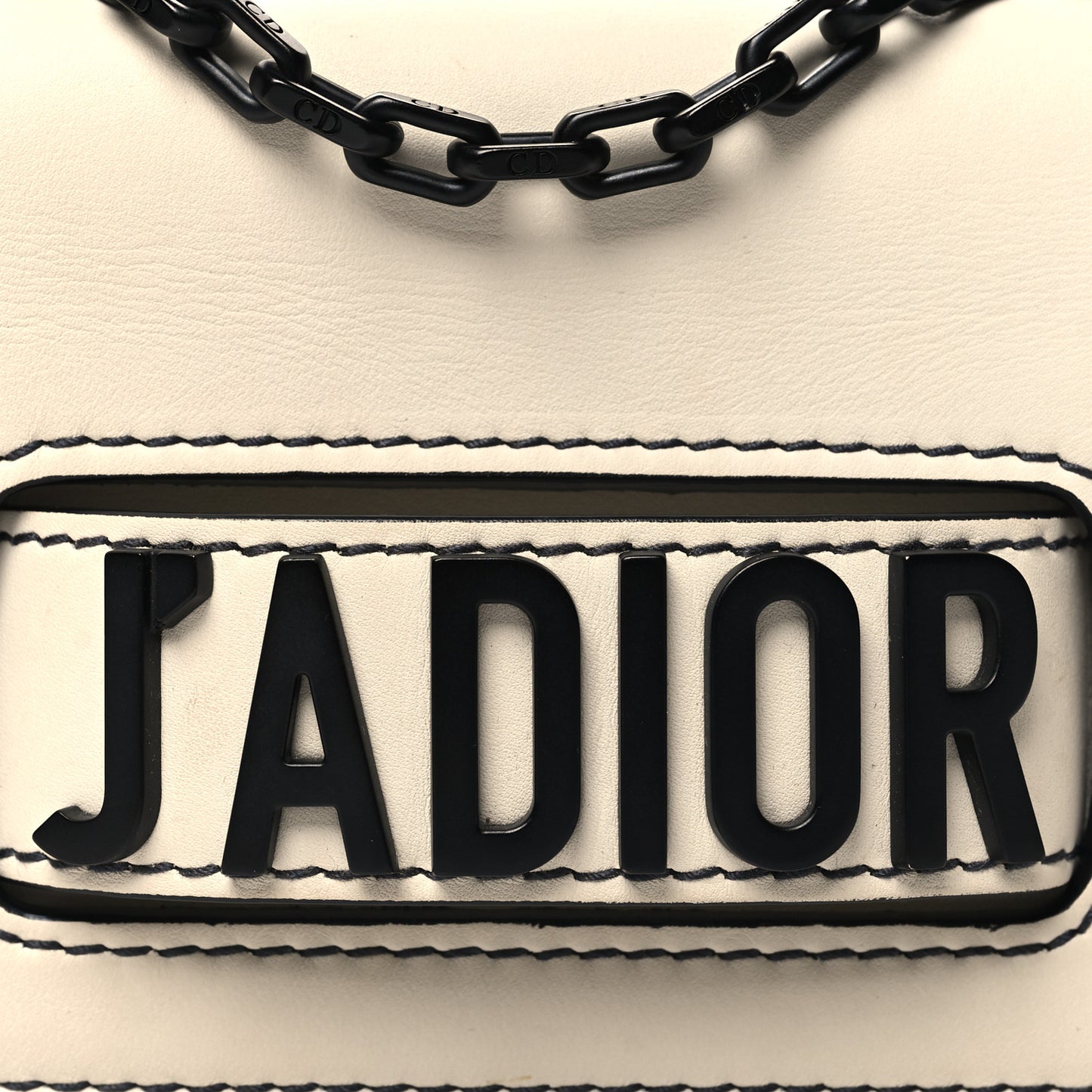 Calfskin J'Adior Chain Flap Bag Beige Black