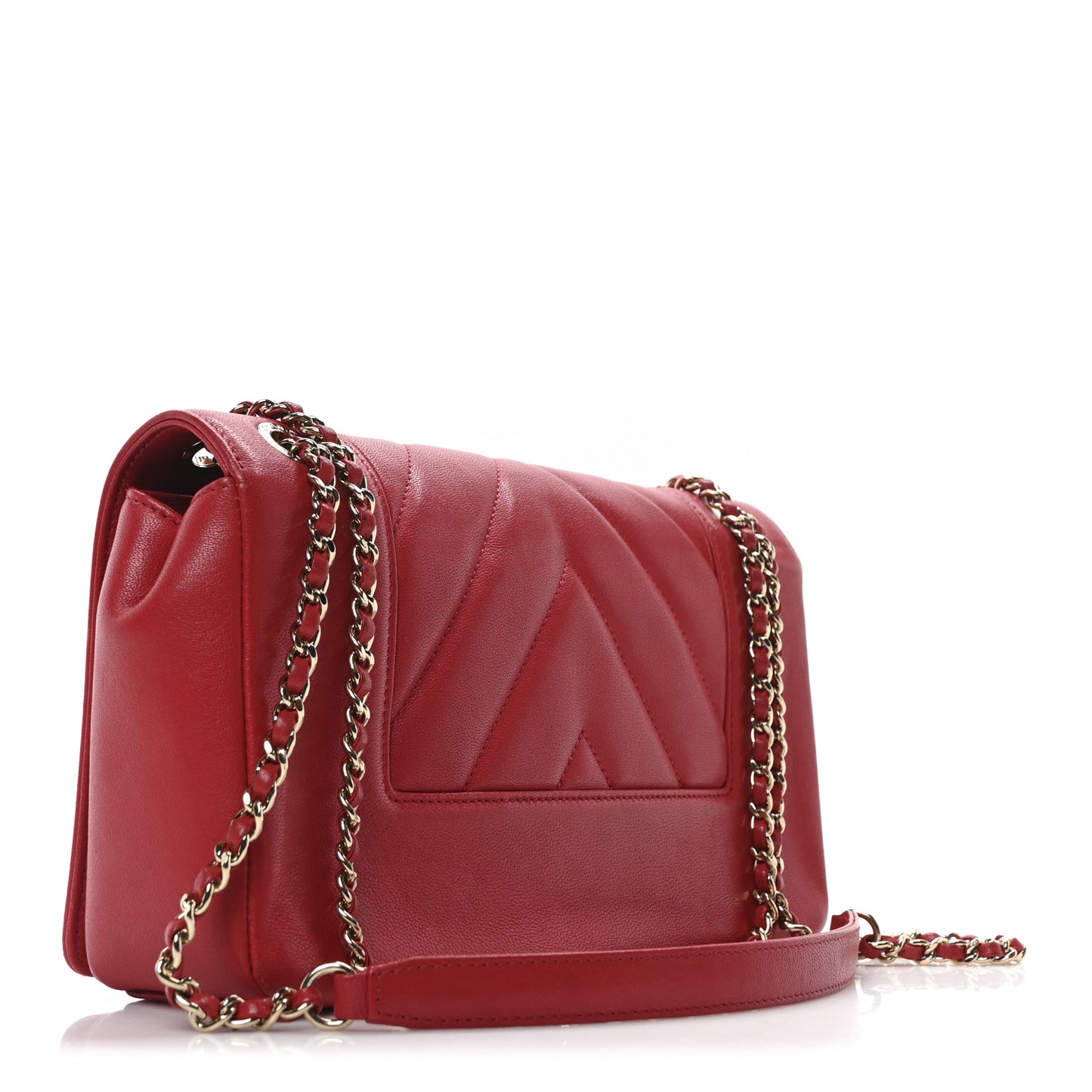 Sheepskin Chevron Quilted Vintage Mademoiselle Flap Red