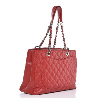 Chanel Caviar Quilted Grand Shopping Tote GST Red 3 of 12