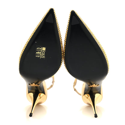 Prada Satin Crystal Triangle Logo 85mm Slingback Pumps 38 Platino 5 of 7