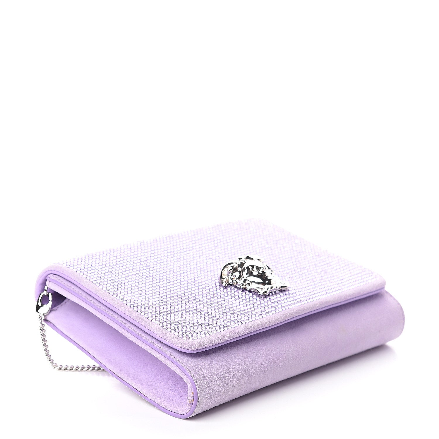 Versace Suede Palazzo Crystal Chain Evening Bag Light Purple 3 of 7