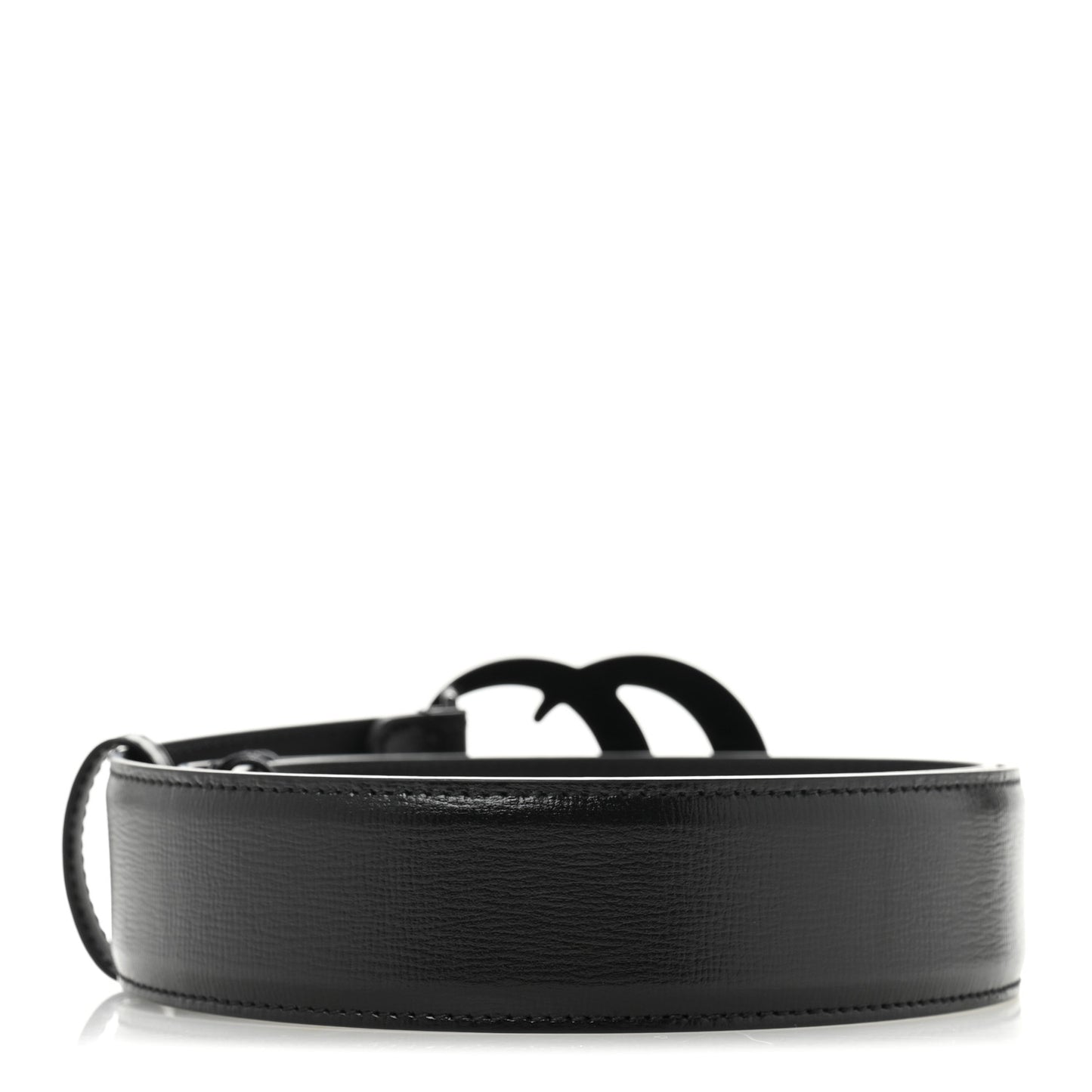 Azalea Calfskin Enamel Monochrome Double G 40mm Belt 90 36 Black