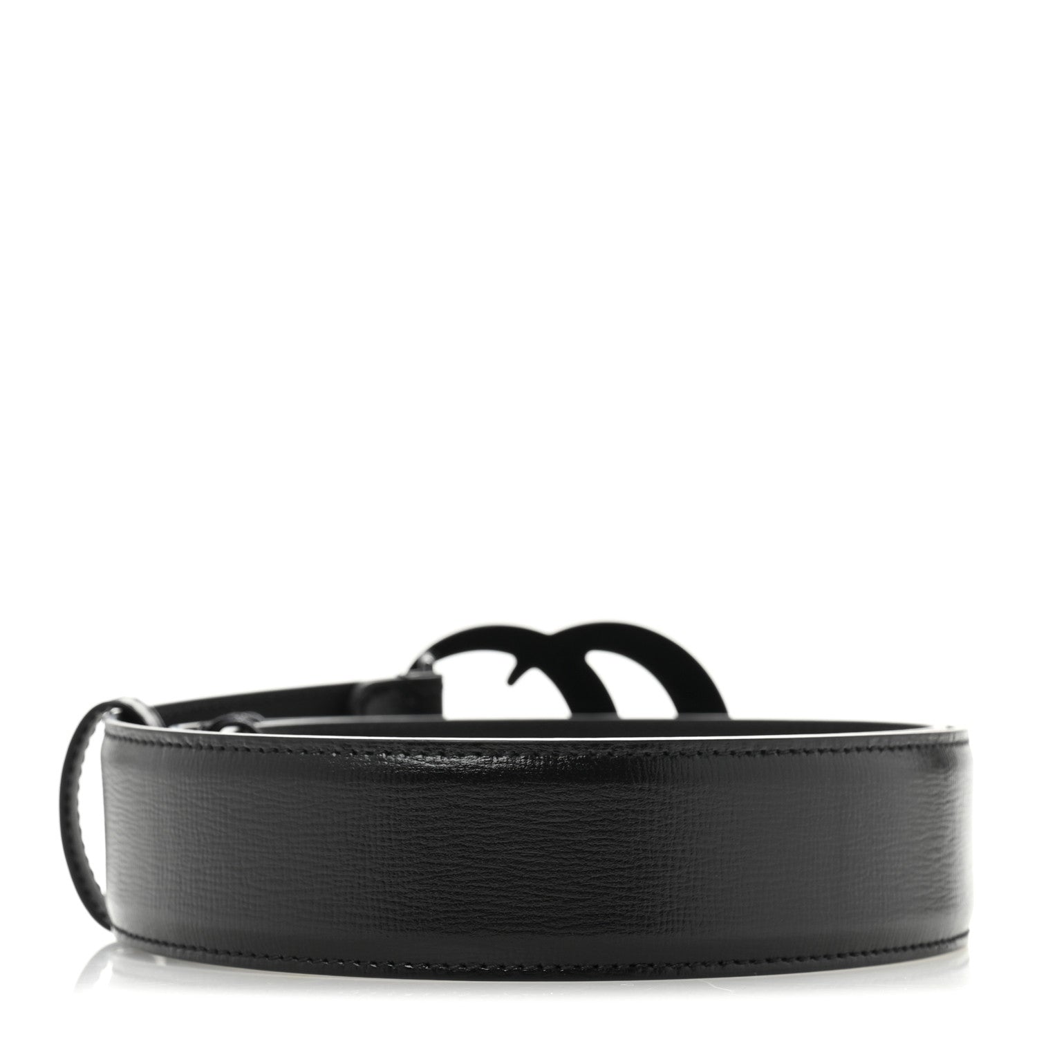 Gucci Azalea Calfskin Enamel Monochrome Double G 40mm Belt 90 36 Black 2 of 7