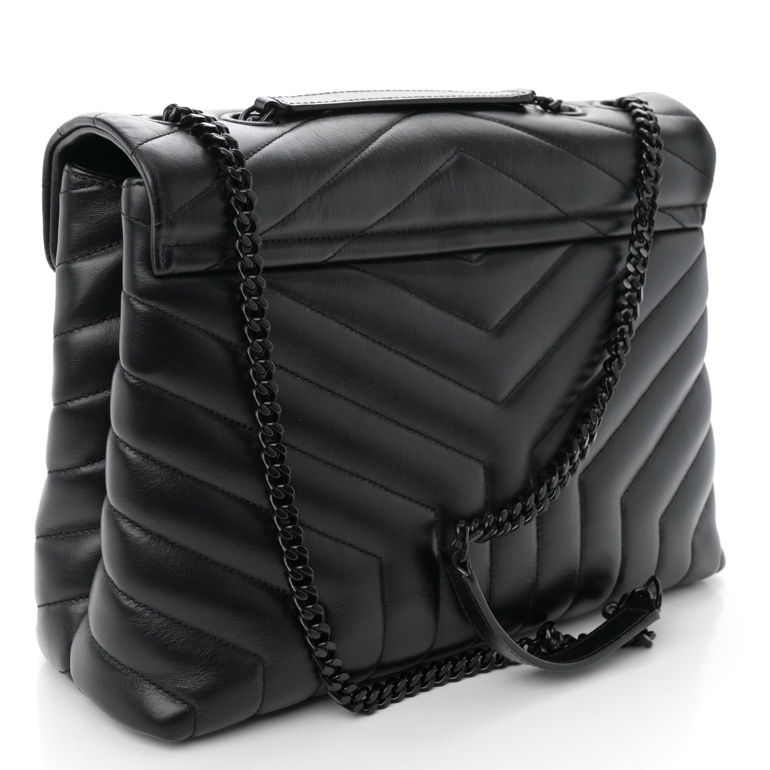 Saint Laurent Calfskin Y Quilted Monogram Monochrome Medium Loulou Chain Satchel Black 3 of 10